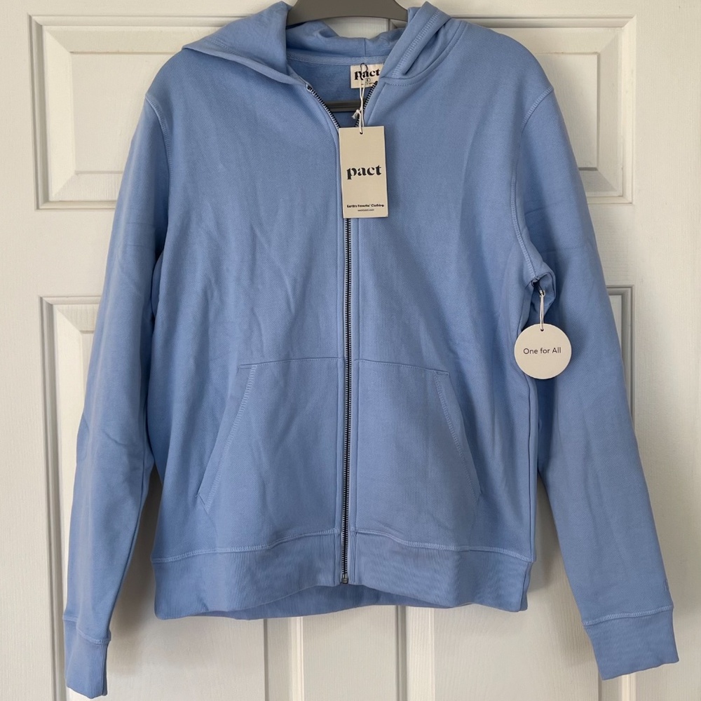 Pact Women's Light Blue Zip-Up Hoodie - Picture 4 of 9